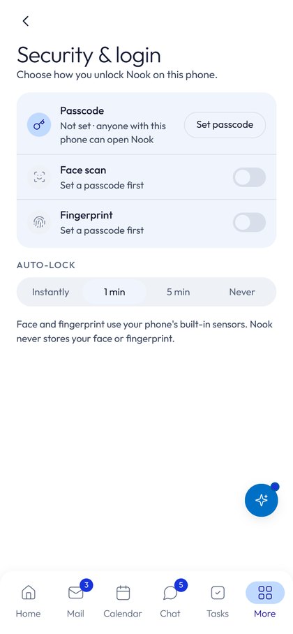 Security and login settings