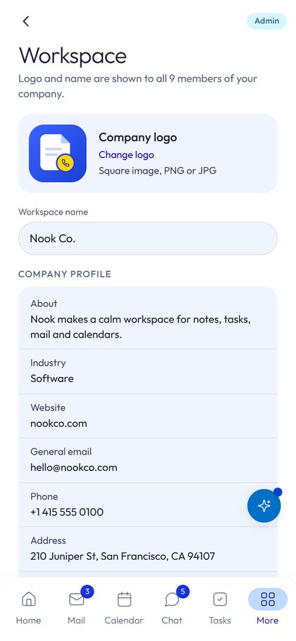 Workspace settings